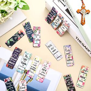 30 Pieces Bible Verses Magnetic Bookmarks with Full Scripture Flower Page Clips Presents for Women Christian Magnetic Book Markers Religious Christmas Gifts Students Teachers Book Lovers