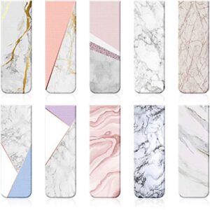 10 pieces marble magnetic bookmarks assorted colors magnet page markers magnetic reading book markers page clip markers for students reader bookworm, home school office supplies, 10 designs