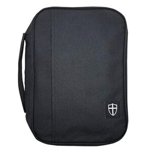 G.T. Luscombe Company, Inc. Armor of God Bible Cover & Book Cover | Oxford Cloth with Handle & Cross Emblem Zipper-Pull | 4 Pen Loops Inside Cover | Outside Pocket | Black Extra Large 10 x 7.25 x 2"