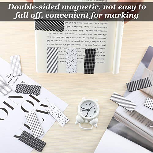 30 Pieces Magnetic Bookmarks Magnetic Page Markers Assorted Bookmarks Set for Student Stationery Present Magnet Bookmarks Clips (Black and White)