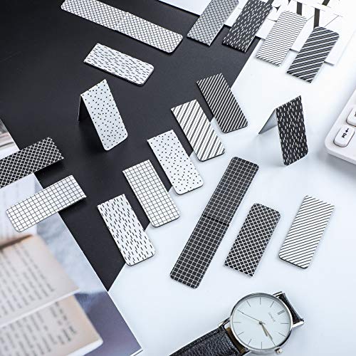 30 Pieces Magnetic Bookmarks Magnetic Page Markers Assorted Bookmarks Set for Student Stationery Present Magnet Bookmarks Clips (Black and White)