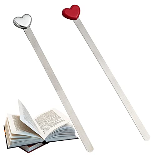 ARFUKA Bookmarks Love Heart Shaped Metal Bookmark Reading Book Markers Gifts for Women, Kids, Teens Girls, Readers and Book Lovers Pack of 2