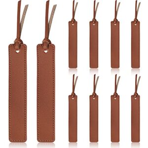 10 pieces leather bookmarks handmade genuine leather page markers personalized leather bookmarks for book reading bookworm book lovers readers writers accessories (brown)