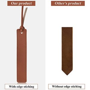 10 Pieces Leather Bookmarks Handmade Genuine Leather Page Markers Personalized Leather Bookmarks for Book Reading Bookworm Book Lovers Readers Writers Accessories (Brown)