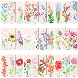 30 pcs magnetic bookmarks flowers magnet page markers pretty bookmarks for book lovers magnet bookmark clips assorted book markers set for women students reading office, floral style 2.3 x 0.8 inches