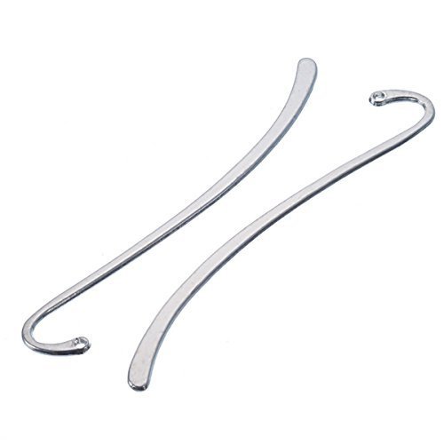 Muzi Hook Bookmark,15 Pcs Silver Plated Smooth Bookmark with Loop Findings Jewelry Making Charms