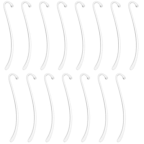 Muzi Hook Bookmark,15 Pcs Silver Plated Smooth Bookmark with Loop Findings Jewelry Making Charms