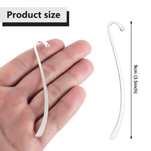 Muzi Hook Bookmark,15 Pcs Silver Plated Smooth Bookmark with Loop Findings Jewelry Making Charms