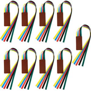 ribbon bookmark ribbon markers artificial leather bookmark with colorful ribbons for books (9 pieces)