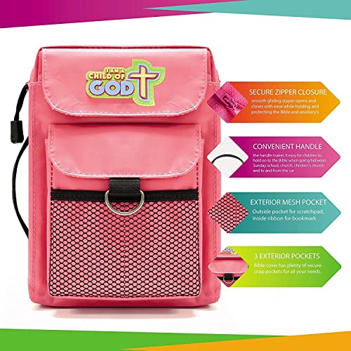 Children's Bible Cover - Pink - Medium; with 6 Assorted Gel Highlighter Pens in Snap PVC Wallet