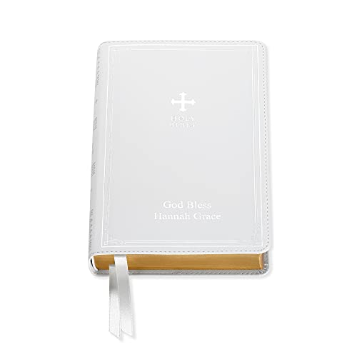 Let's Make Memories Personalized Bible - Catholic Bible - New & Old Testament - White - Gift of Faith - Customized with Message - 9.4”L x 6”W