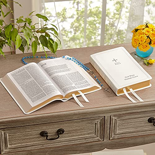 Let's Make Memories Personalized Bible - Catholic Bible - New & Old Testament - White - Gift of Faith - Customized with Message - 9.4”L x 6”W