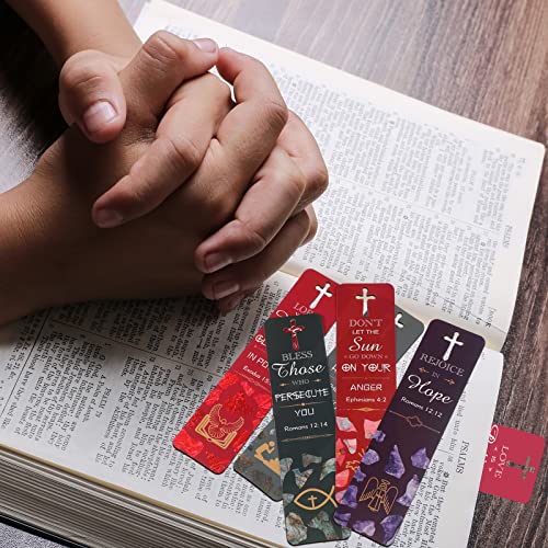 30 Pcs Bible Verses Bookmarks with Hollow Cross and Cross Pendants Inspirational Book Markers Christian Bookmarks, Christian Gifts Reading Reward Scripture Church Supplies for Women Kids Men