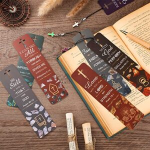 30 Pcs Bible Verses Bookmarks with Hollow Cross and Cross Pendants Inspirational Book Markers Christian Bookmarks, Christian Gifts Reading Reward Scripture Church Supplies for Women Kids Men