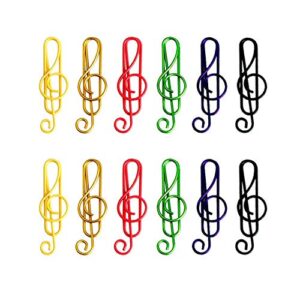 100 pieces music paper clips 6 colors, music bookmark metal paper clips musical notes clips,for office school stationery supplies