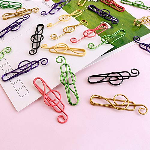 100 Pieces Music Paper Clips 6 Colors, Music Bookmark Metal Paper Clips Musical Notes Clips,for Office School Stationery Supplies