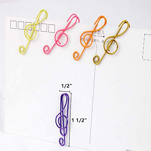 100 Pieces Music Paper Clips 6 Colors, Music Bookmark Metal Paper Clips Musical Notes Clips,for Office School Stationery Supplies