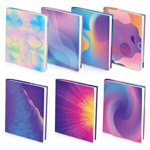 neon pattern book covers, feela 7 pack stretchable jumbo fabric book covers, washable durable reusable nylon book covers, for hardcover textbooks notebooks up to 9”x11”