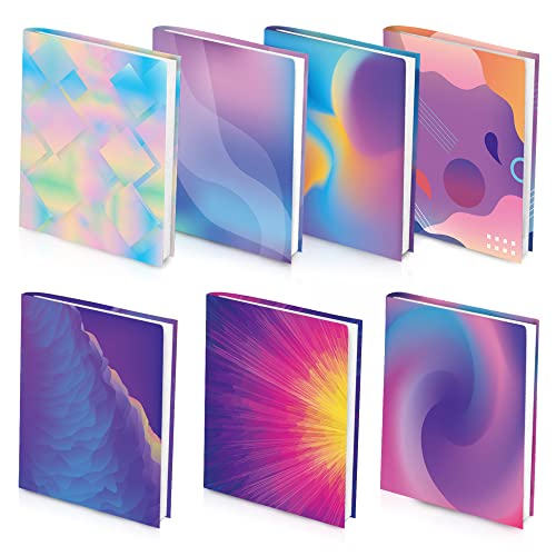 Neon Pattern Book Covers, Feela 7 Pack Stretchable Jumbo Fabric Book Covers, Washable Durable Reusable Nylon Book Covers, for Hardcover Textbooks Notebooks up to 9”x11”