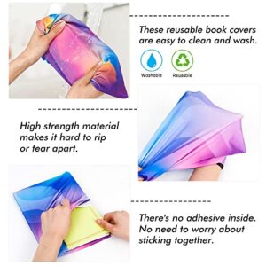 Neon Pattern Book Covers, Feela 7 Pack Stretchable Jumbo Fabric Book Covers, Washable Durable Reusable Nylon Book Covers, for Hardcover Textbooks Notebooks up to 9”x11”