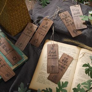 40 Pieces Religious Bookmarks Vintage Wooden Christian Bookmarks Inspirational Religious Gifts Baptism Christian Bookmarks Bible Verses Bookmarks for Women Men Book Lovers Supplies, 5.12 x 1.77 Inches