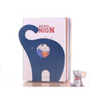 Y-H 1Pair Cute Cartoon Elephant Nonskid Bookends Art Bookend (Navy Blue)