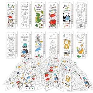 anseal 120 pcs color your own bookmarks bulk, diy bookmarks for kids/teens, cute animal bookmarks for reading lover, 12 styles fun & personalized bookmark for students, classroom rewards supplies