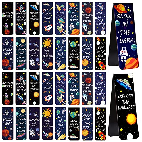 32 PCS Magnetic Bookmarks, ZYNERY Space Book Marks Moon Roaming Assorted Bookmark Sets, Book Markers for Women/Men/Students/Kids/Book Lovers/Readers/Birthday Gift, 16 Styles