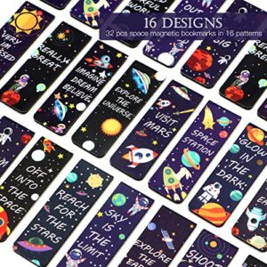32 PCS Magnetic Bookmarks, ZYNERY Space Book Marks Moon Roaming Assorted Bookmark Sets, Book Markers for Women/Men/Students/Kids/Book Lovers/Readers/Birthday Gift, 16 Styles