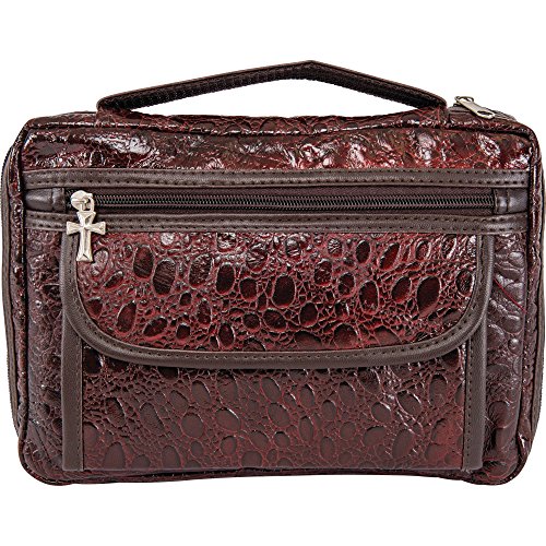 Embassy Alligator Embossed Genuine Leather Bible Cover, Protects and Shelters Your Bible Keeping It Safe and Offers Additional Storage, Burgundy