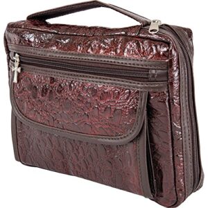 Embassy Alligator Embossed Genuine Leather Bible Cover, Protects and Shelters Your Bible Keeping It Safe and Offers Additional Storage, Burgundy