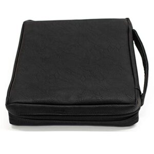 Soft Black Embossed Cross with Front Pocket Leather Look Bible Cover with Handle, X-Large