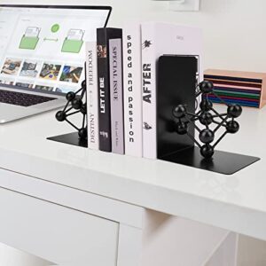 TENGZHEN Metal Bookend Black Book Ends, Heavy-Duty Bookends for Shelves, Book Ends for Heavy Books, Black Geometric Ball Decor Shapes Bookend,Book Shelf Holder Home Office Decorative Desktop Organizer