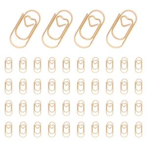 lahoni 150 pieces cute paper clips, mini smooth steel wire heart shaped paperclips bookmark clips for office supplier school student (0.79 inch/20mm) gold