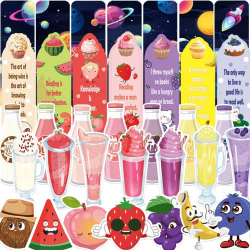 HORIECHALY Scratch and Sniff Bookmarks,35 PCS Scented Bookmarks,Fruit Theme,7 Fruit Scents,Cute Page Markers for Teachers, Students, Kids &Teen, Book Lovers, Printing on 2 Sides,35 Different Styles.