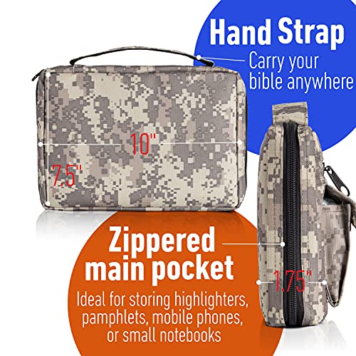 Extreme Pak Bible Cover With Extra Zippered Compartments, To Protect The Good Book, Digital Camouflage