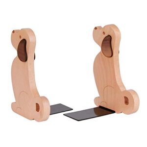 book ends – decorative puppy dog wooden bookends for kids, book ends for shelves office, 1 pair style 01