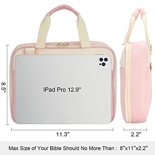 CASIRENA Bible Covers for Women - [Medium-Large Size] Bible Carrying Case, Church Bible Bag with Padded Handle, Adjustable Shoulder Strap, and Zippered Pockets, Perfect Gifts for Church Religious