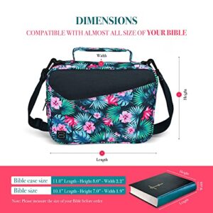 Bible cover,bible carrying case for women,bible covers,bible covers with handles and zippered pockets, bible case for women,bible covers for women,bible covers for girls, christian gift (palmate blue)