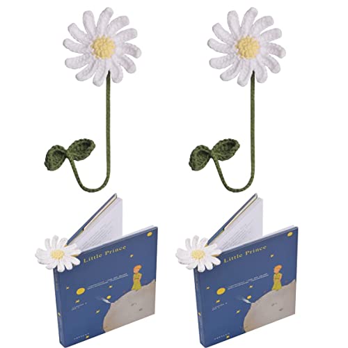 2Sets Daisy Bookmarks Handmade Knitted Gifts for Readers Book Lovers Writers, Curtain tiebacks holdbacks,Car Ornaments