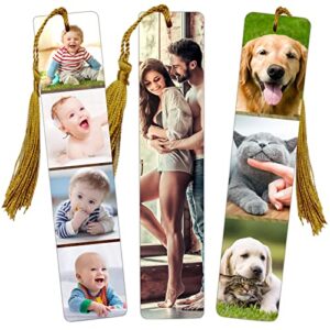 personalized bookmarks with picture text – wooden custom bookmarks photo – double-sided customized bookmark with gold tassel for men women kids gifts for birthdays christmas valentine’s day