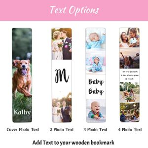 Personalized Bookmarks with Picture Text - Wooden Custom Bookmarks Photo - Double-Sided Customized Bookmark with Gold Tassel for Men Women Kids Gifts for Birthdays Christmas Valentine's Day