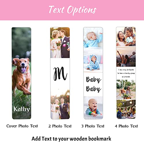 Personalized Bookmarks with Picture Text - Wooden Custom Bookmarks Photo - Double-Sided Customized Bookmark with Gold Tassel for Men Women Kids Gifts for Birthdays Christmas Valentine's Day