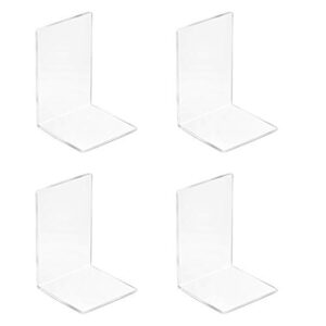 yestbuy 4 packs acrylic book end,bookends for shelves,heavy duty book end,clear book holder desktop organizer for heavy books/movies/cds perfect book shelf holder ( 4 pcs/2 pairs )