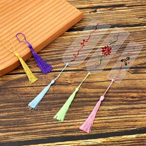15 Pcs Acrylic Bookmark Blanks Bulk Clear Bookmarks with 15 Pcs Colorful Tassels Acrylic Craft Bookmarks Clear Resin Bookmark for DIY Projects, Present Tags, Price Tags (3 Styles)
