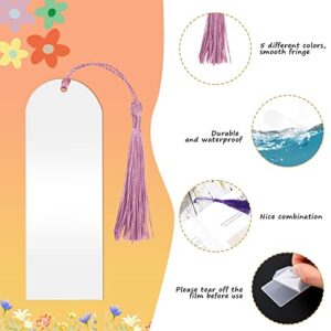 15 Pcs Acrylic Bookmark Blanks Bulk Clear Bookmarks with 15 Pcs Colorful Tassels Acrylic Craft Bookmarks Clear Resin Bookmark for DIY Projects, Present Tags, Price Tags (3 Styles)