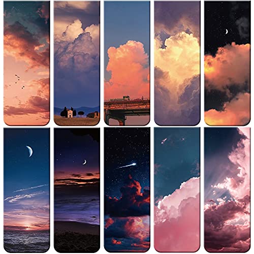 10 Pieces Magnetic Bookmarks Sunset Cloud Metal Magnet Page Markers Sky Aurora Assorted Book Markers Set Magnetic Page Clip for Women Girl School Office Reading