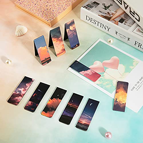 10 Pieces Magnetic Bookmarks Sunset Cloud Metal Magnet Page Markers Sky Aurora Assorted Book Markers Set Magnetic Page Clip for Women Girl School Office Reading