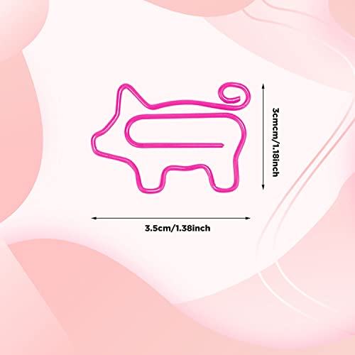 RAYNAG 50 Pieces Cute Pig Shaped Small Paper Clips Bookmark Clips for Office School Home ,Pink