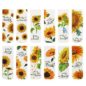 12 pieces sunflower magnetic bookmarks inspirational magnetic bookmarks magnet page markers positive magnetic book marker for students teachers school home office supplies, 12 styles